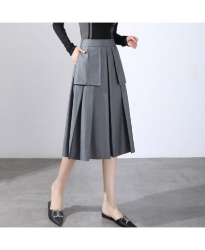 Temperament A-Word Skirt Skirt Female VD3089 New Spring 2022 High Waist Slimmer Than The Knee Mid-Length Casual Pleated Skirt...