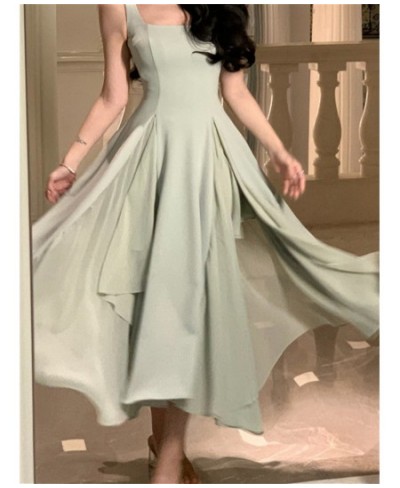 Ruffle Midi Dress for Women 2023 Fashion Fairycore Spaghetti Strap White Dress Chic Elegant Casual Slim Summer Dress $66.63 -...