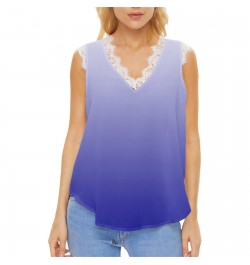 Women's Summer Gradient Sleeveless Lace V Neck Casual Style Tank Top $52.01 - Underwear