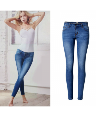 Low Waist Elasticity Skinny Jeans Femme Classic Vintage Bleached Plus Size Push Up Jean Women Fashion Blue Pencil Demin Pants...