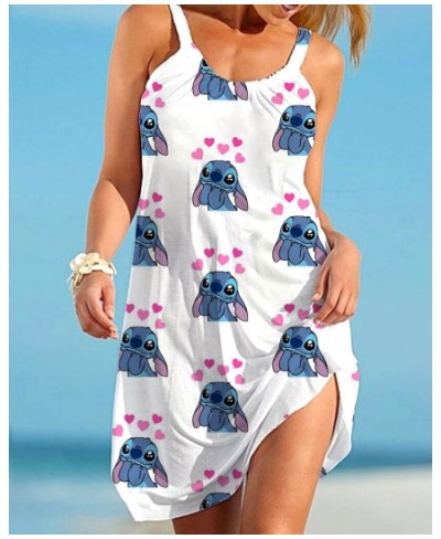 Summer Women's Stitch Print Nightdress Robe Vest Suspender Dress Pajamas Women's Night Home Cloth Skirt $25.15 - Dresses