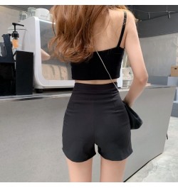 Shorts Women High Street Stretchy Summer Skinny Chic Mini XS-5XL Simple Feminine Zipper-fly Basic Solid Ins Harajuku All-matc...