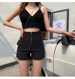 Shorts Women High Street Stretchy Summer Skinny Chic Mini XS-5XL Simple Feminine Zipper-fly Basic Solid Ins Harajuku All-matc...