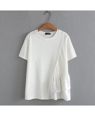 Plus Size XL-4XL Women's White Black Tshirts Short Sleeve Patchwork Summer Tops Oversized A-line Top $46.74 - Plus Size Clothes