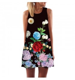 2022 Summer Dress Women Vestidos Round Neck Loose Sleeveless Vintage Print Casual A-Line Mini Short Dresses ethnic dress $22....