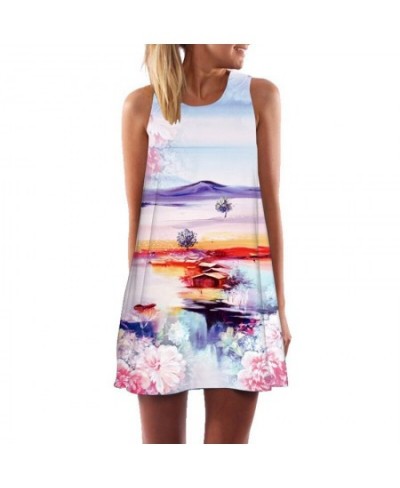 2022 Summer Dress Women Vestidos Round Neck Loose Sleeveless Vintage Print Casual A-Line Mini Short Dresses ethnic dress $22....