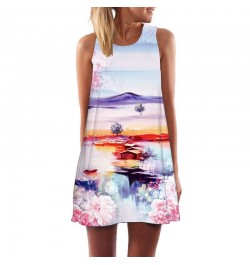 2022 Summer Dress Women Vestidos Round Neck Loose Sleeveless Vintage Print Casual A-Line Mini Short Dresses ethnic dress $22....