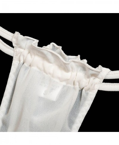 Women's Underwear Set Sexy Lingerie Suit Mesh Sheer Ruffled Short Sleeve Crop Tops Bra Tie Side Thongs Intimate Goods for Wom...