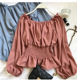 Neploe Elegant Ruffles Slash Neck Strapless Shoulder Blusas Slim Waist Lantern Long Sleeve Slim Blouse Autumn Sexy Shirt 4699...