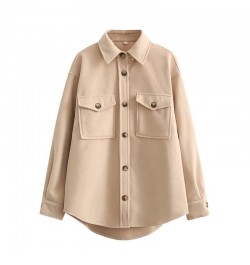 Beige Casual Shirt Coat Warm Women Winter Clothes 2023 Spring Autumn Classic Minimalist Fashion Long Sleeve Neuter Style $72....