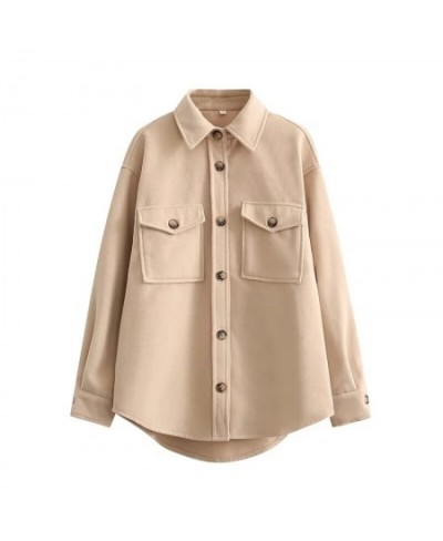 Beige Casual Shirt Coat Warm Women Winter Clothes 2023 Spring Autumn Classic Minimalist Fashion Long Sleeve Neuter Style $72....