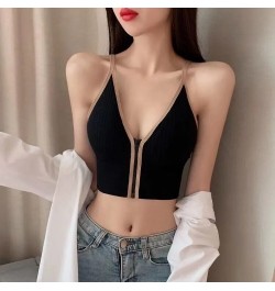 Zipper Crop Top Bra Women Tank Top Sleeveless Camisole Tube Top Lingerie Tank Tank Top with Built In Bra Camisole Top Crop To...