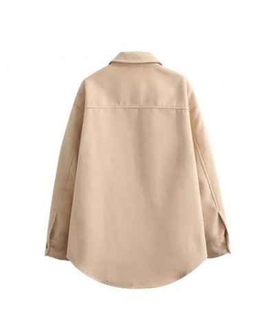 Beige Casual Shirt Coat Warm Women Winter Clothes 2023 Spring Autumn Classic Minimalist Fashion Long Sleeve Neuter Style $72....