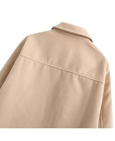 Beige Casual Shirt Coat Warm Women Winter Clothes 2023 Spring Autumn Classic Minimalist Fashion Long Sleeve Neuter Style $72....