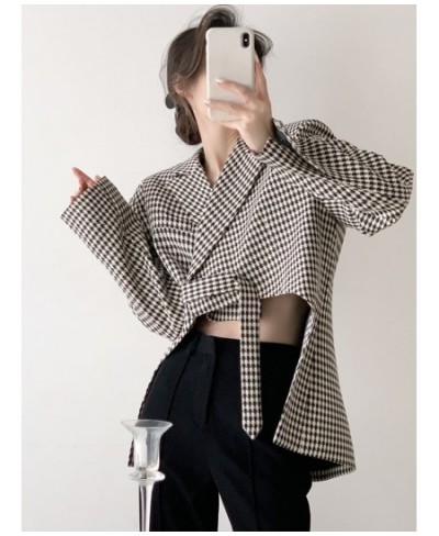 Plaid Fashion Irregular Jacket 2023 New Spring Autumn Turn-down Collar Korean Fashion Casual Long Sleeve Women Coat $50.87 - ...