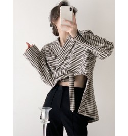 Plaid Fashion Irregular Jacket 2023 New Spring Autumn Turn-down Collar Korean Fashion Casual Long Sleeve Women Coat $50.87 - ...