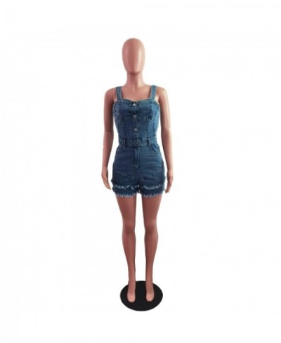 Autumn Denim Casual Playsuit Sexy Women Spaghetti Strap Bodycon Jeans Tassel Club Romper Overalls $41.53 - Bottoms