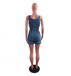 Autumn Denim Casual Playsuit Sexy Women Spaghetti Strap Bodycon Jeans Tassel Club Romper Overalls $41.53 - Bottoms