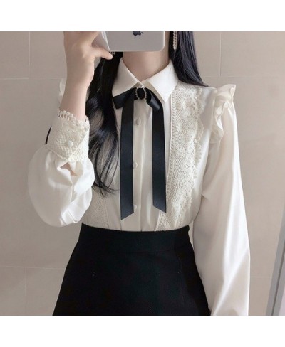 Ruffled Autumn Spring Basic Office Lady Work Wear Women Single Breasted Button Solid Peter Pan Collar Top White Shirts Blouse...