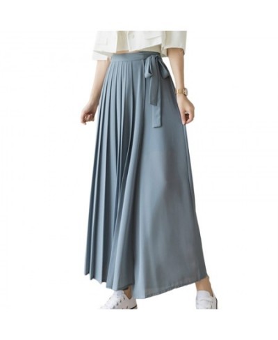 2023 Spring Summer New Casual Wide Leg Pantalones Style Korean Women Pleated Chiffon Trousers Plus Size High Waist Pants Haka...