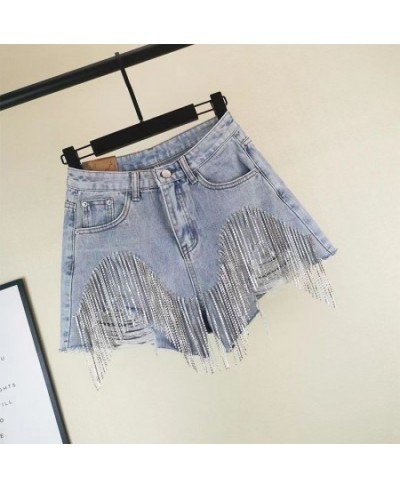 Tassel Chain Jeans Women 2023 Summer New High Waist Thin Sexy Shorts European and American Style Heavy Industry Beading Trend...