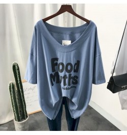 Summer Short-sleeved T-shirt Women Korean Style Fashion Trend Low Neckline Loose Large Size V-neck Collarbone Thin T Shirt To...