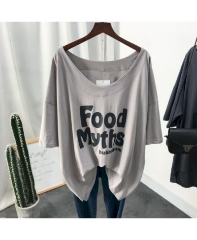 Summer Short-sleeved T-shirt Women Korean Style Fashion Trend Low Neckline Loose Large Size V-neck Collarbone Thin T Shirt To...