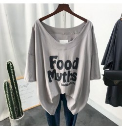 Summer Short-sleeved T-shirt Women Korean Style Fashion Trend Low Neckline Loose Large Size V-neck Collarbone Thin T Shirt To...