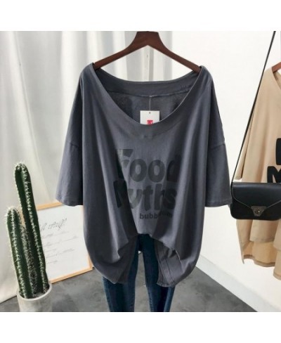 Summer Short-sleeved T-shirt Women Korean Style Fashion Trend Low Neckline Loose Large Size V-neck Collarbone Thin T Shirt To...