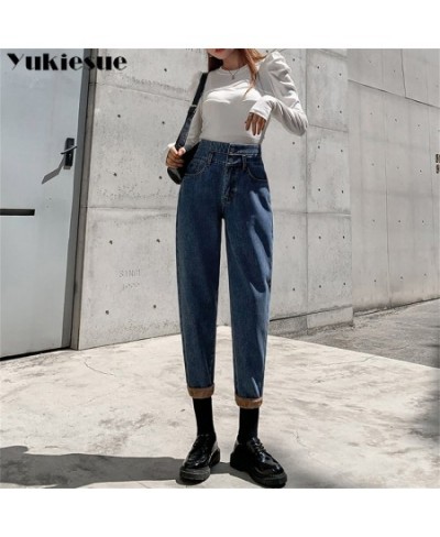 Winter Fashion New High Street Thick Warm Fleece Trousers Korean stytle Jeans Women Harajuku Loose Casual simple Denim Pants ...