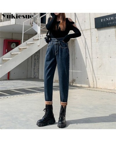 Winter Fashion New High Street Thick Warm Fleece Trousers Korean stytle Jeans Women Harajuku Loose Casual simple Denim Pants ...