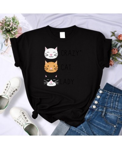 Crazy Cat Lady Cute Hip Hop T Shirts Women Fashion Sweat Clothing Summer Brand Tops New Crewneck Womens T-Shirts Loose Casual...