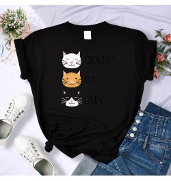 Crazy Cat Lady Cute Hip Hop T Shirts Women Fashion Sweat Clothing Summer Brand Tops New Crewneck Womens T-Shirts Loose Casual...