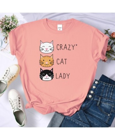 Crazy Cat Lady Cute Hip Hop T Shirts Women Fashion Sweat Clothing Summer Brand Tops New Crewneck Womens T-Shirts Loose Casual...