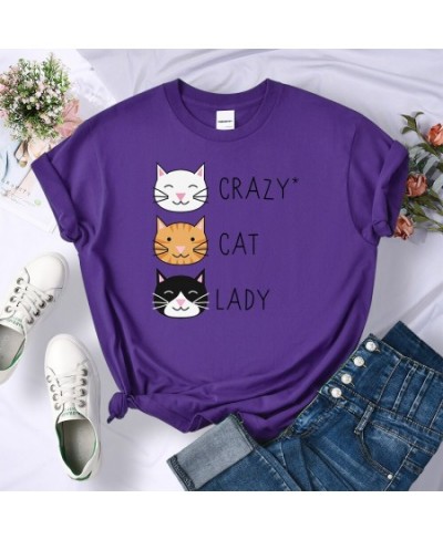 Crazy Cat Lady Cute Hip Hop T Shirts Women Fashion Sweat Clothing Summer Brand Tops New Crewneck Womens T-Shirts Loose Casual...