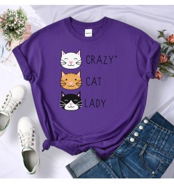 Crazy Cat Lady Cute Hip Hop T Shirts Women Fashion Sweat Clothing Summer Brand Tops New Crewneck Womens T-Shirts Loose Casual...