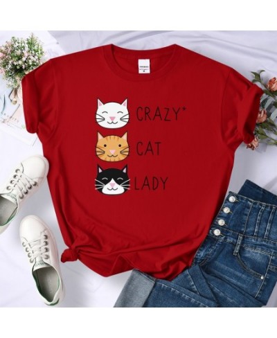 Crazy Cat Lady Cute Hip Hop T Shirts Women Fashion Sweat Clothing Summer Brand Tops New Crewneck Womens T-Shirts Loose Casual...