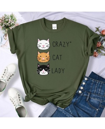 Crazy Cat Lady Cute Hip Hop T Shirts Women Fashion Sweat Clothing Summer Brand Tops New Crewneck Womens T-Shirts Loose Casual...