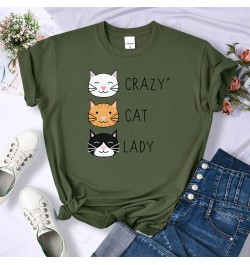 Crazy Cat Lady Cute Hip Hop T Shirts Women Fashion Sweat Clothing Summer Brand Tops New Crewneck Womens T-Shirts Loose Casual...