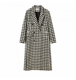 Houndstooth Vintage Suit Collar Woolen Women's Coat Windbreaker Korean Fashion Trench Thicken Coats Jackets Woman Winter 2022...