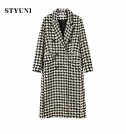 Houndstooth Vintage Suit Collar Woolen Women's Coat Windbreaker Korean Fashion Trench Thicken Coats Jackets Woman Winter 2022...