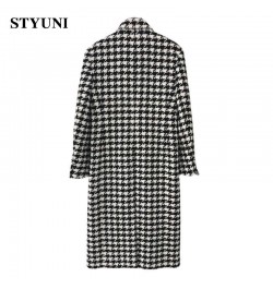 Houndstooth Vintage Suit Collar Woolen Women's Coat Windbreaker Korean Fashion Trench Thicken Coats Jackets Woman Winter 2022...