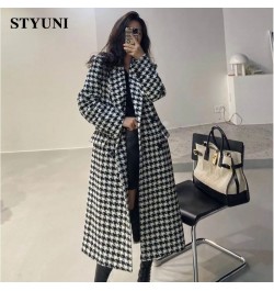 Houndstooth Vintage Suit Collar Woolen Women's Coat Windbreaker Korean Fashion Trench Thicken Coats Jackets Woman Winter 2022...