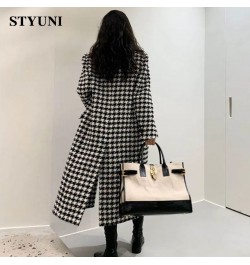 Houndstooth Vintage Suit Collar Woolen Women's Coat Windbreaker Korean Fashion Trench Thicken Coats Jackets Woman Winter 2022...