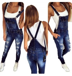 Ladies jeans new denim Ladies casual jeans pants Casu jumpsuit straps torn denim jeans $44.79 - Jeans