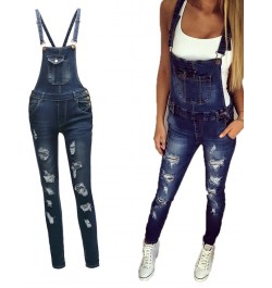 Ladies jeans new denim Ladies casual jeans pants Casu jumpsuit straps torn denim jeans $44.79 - Jeans