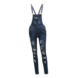 Ladies jeans new denim Ladies casual jeans pants Casu jumpsuit straps torn denim jeans $44.79 - Jeans