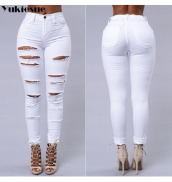 black white spring 2022 womens high waist Women's skinny jeans slim ripped hole woman denim capris Pants jean mom jeans $41.3...