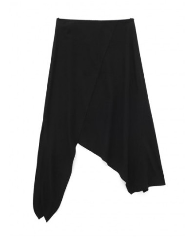 Y2K Women Summer Chic Midi Long Skirts Zipper Side High Waisted Asymmetric Hem Female Vintage A-Line Skirt $30.81 - Skirts