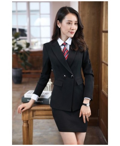 Formal Black Striped Blazer for Women Suits with Skirt and Jacket Sets Elegant Ladies Work Wear Office Uniform Styles $103.50...